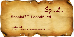 Szopkó Leonárd névjegykártya